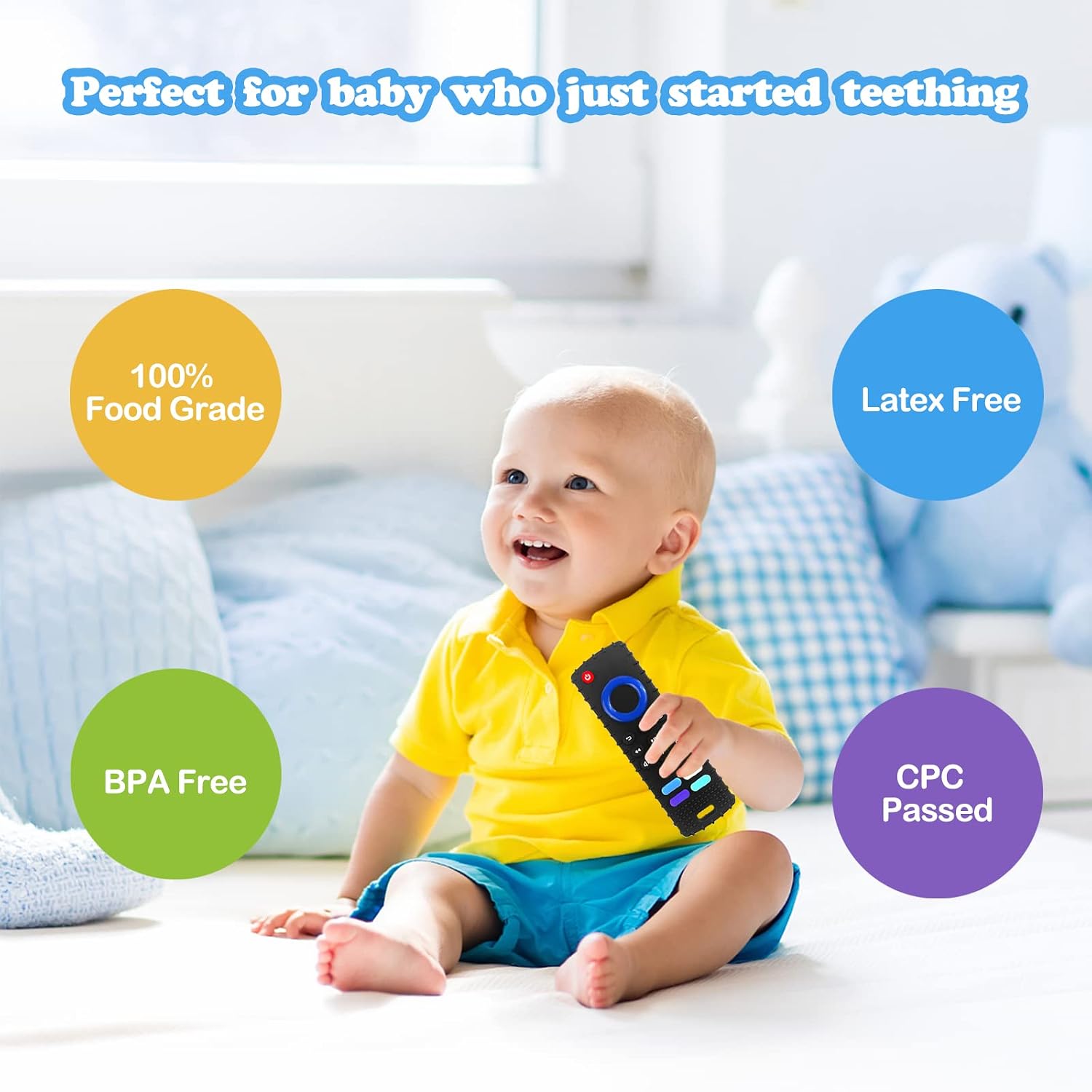 Silicone Baby Teething Toys, TV Remote Teethers for 6-12-18 Months Infant, Fire TV Remote Control Shape Toddlers Teething Remote Teethers, Chew Toys (FTV-1 Pack)