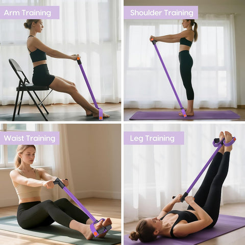 Pedal Resistance Band with Handles, 6-Tubes Natural Rubber Exercise Band