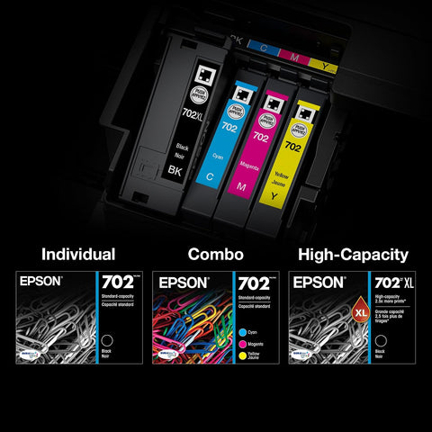 Epson 702 Genuine Ink Cartridge XL Black and Standard Color Combo Pack