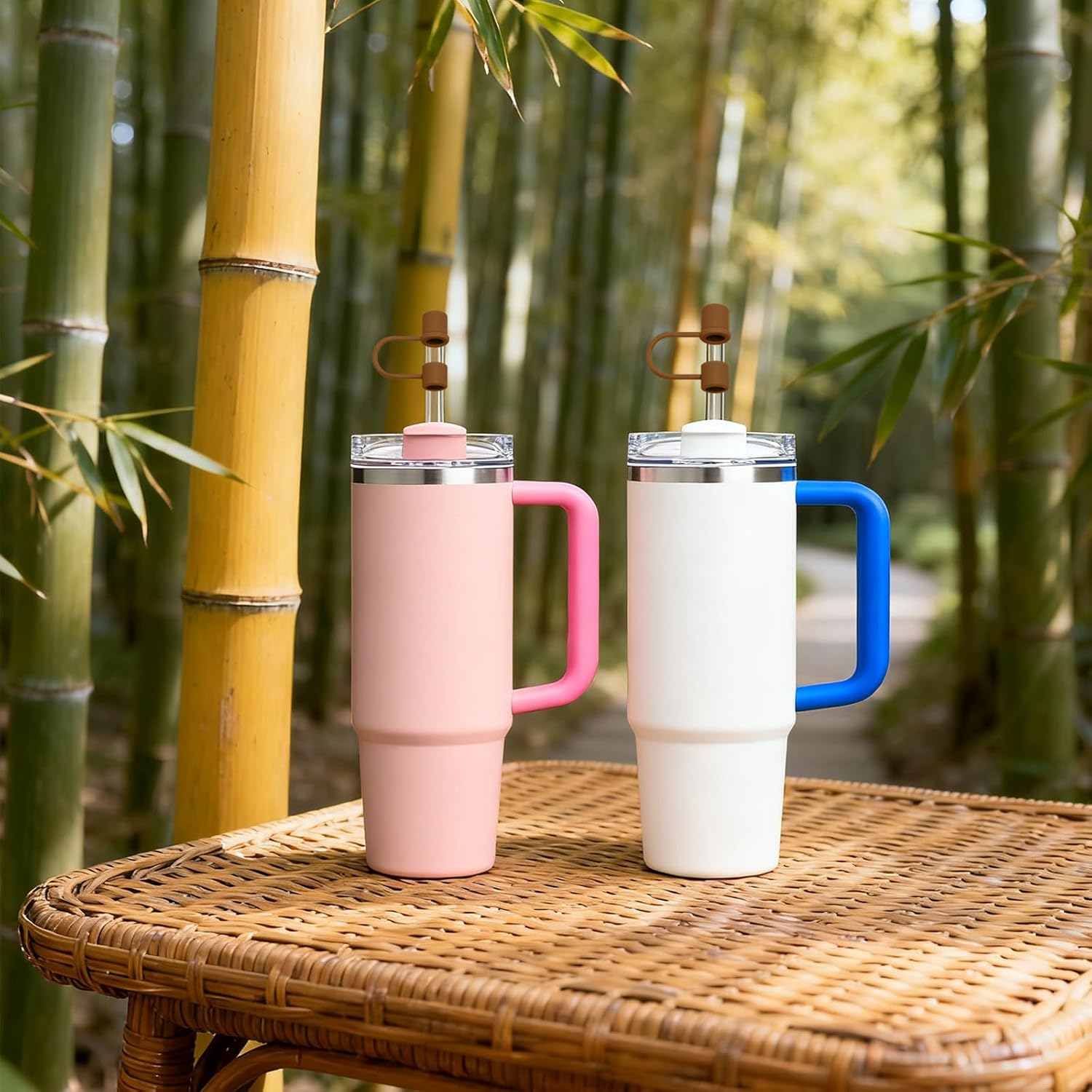 6PCS Silicone Straw Cover Cap Compatible with Stanley 30&40 Oz Tumbler Accessories Brown Straw Toppers Reusable Caps for Stanley Cup 10mm 0.4in Straws