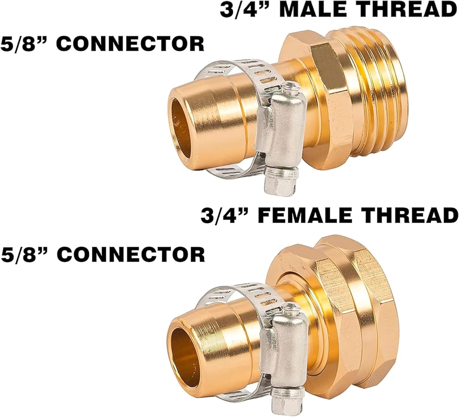 Hourleey Garden Hose Repair Connector with Clamps, Fit for 3/4" or 5/8" Garden Hose Fitting, Male and Female Hose Adapter Water Hose Repair Kit, 3 Set