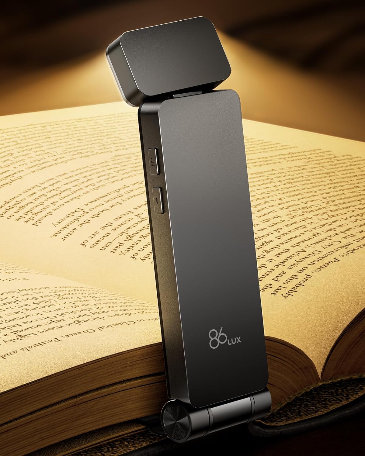 86lux Book Light, Rechargeable Clip-On LED Reading Light for Bed