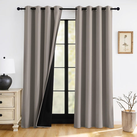 RYB HOME 100% Blackout Curtains 84 inches Long for Bedroom Living Room