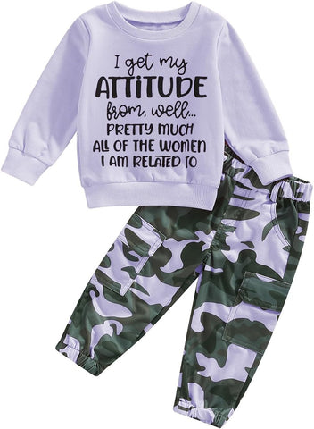 Toddler Girls Clothes 1T 2T 3T 4T 5T Fall Outfits Sweatshirt Camo Pants Set