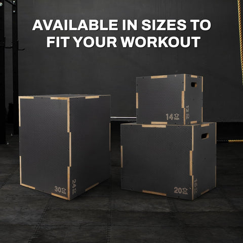 Signature Fitness Non-Slip Wooden Plyo Box Jump Exercise Platform, Plyometric Workout Equipment for Home Gym, Training Step Box, ​M​ultiple Sizes