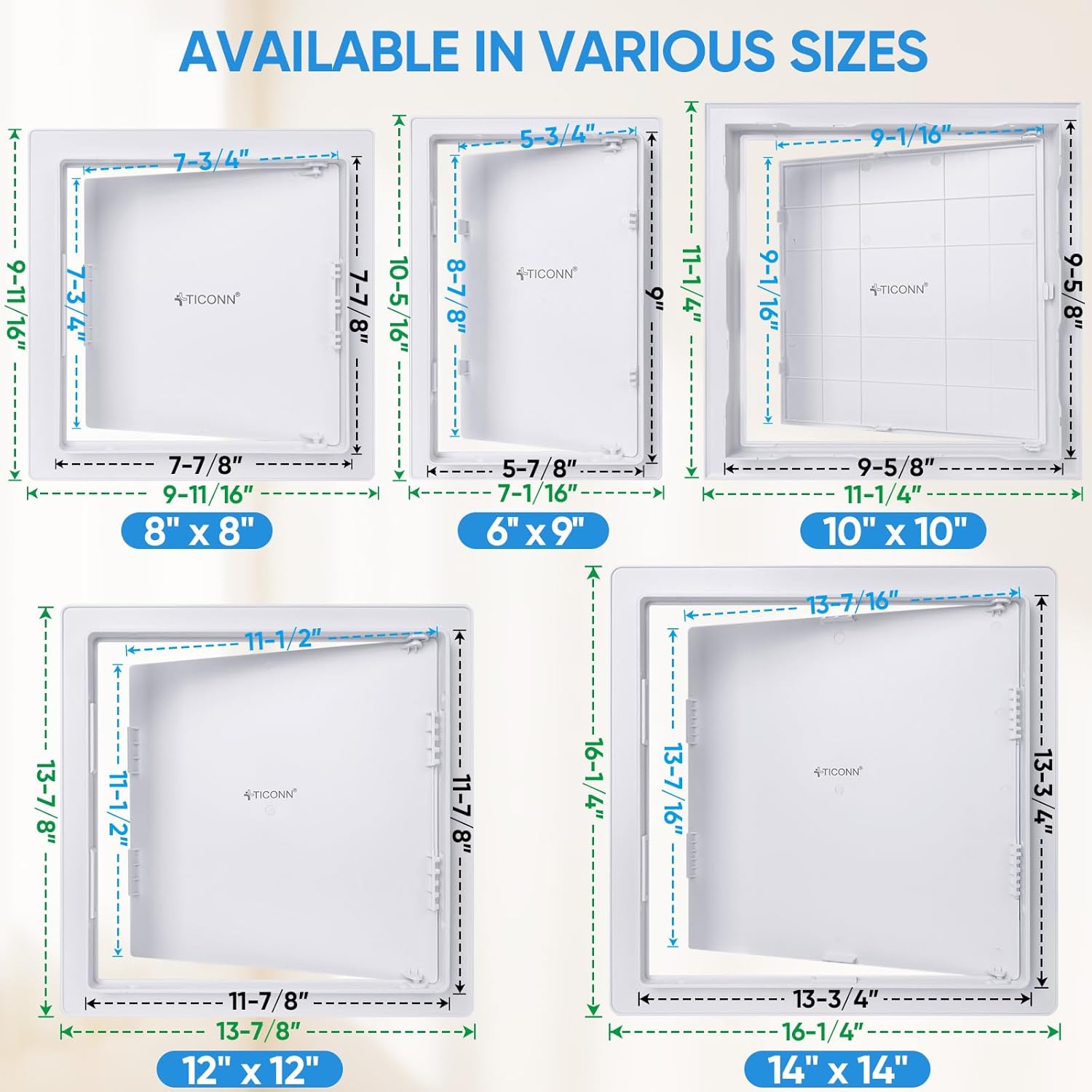 TICONN 12" x 12" Access Panel for Drywall, ABS Wall Hole Cover, Access Door