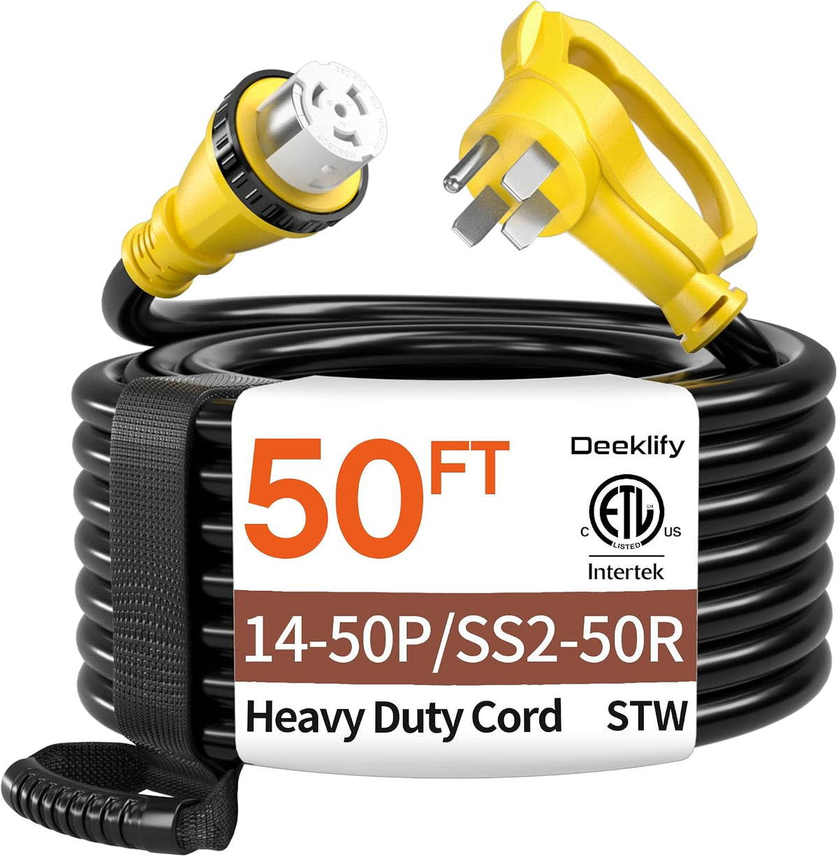 50FT 50 Amp Generator Cord NEMA14-50P/SS2-50R with Twist Lock