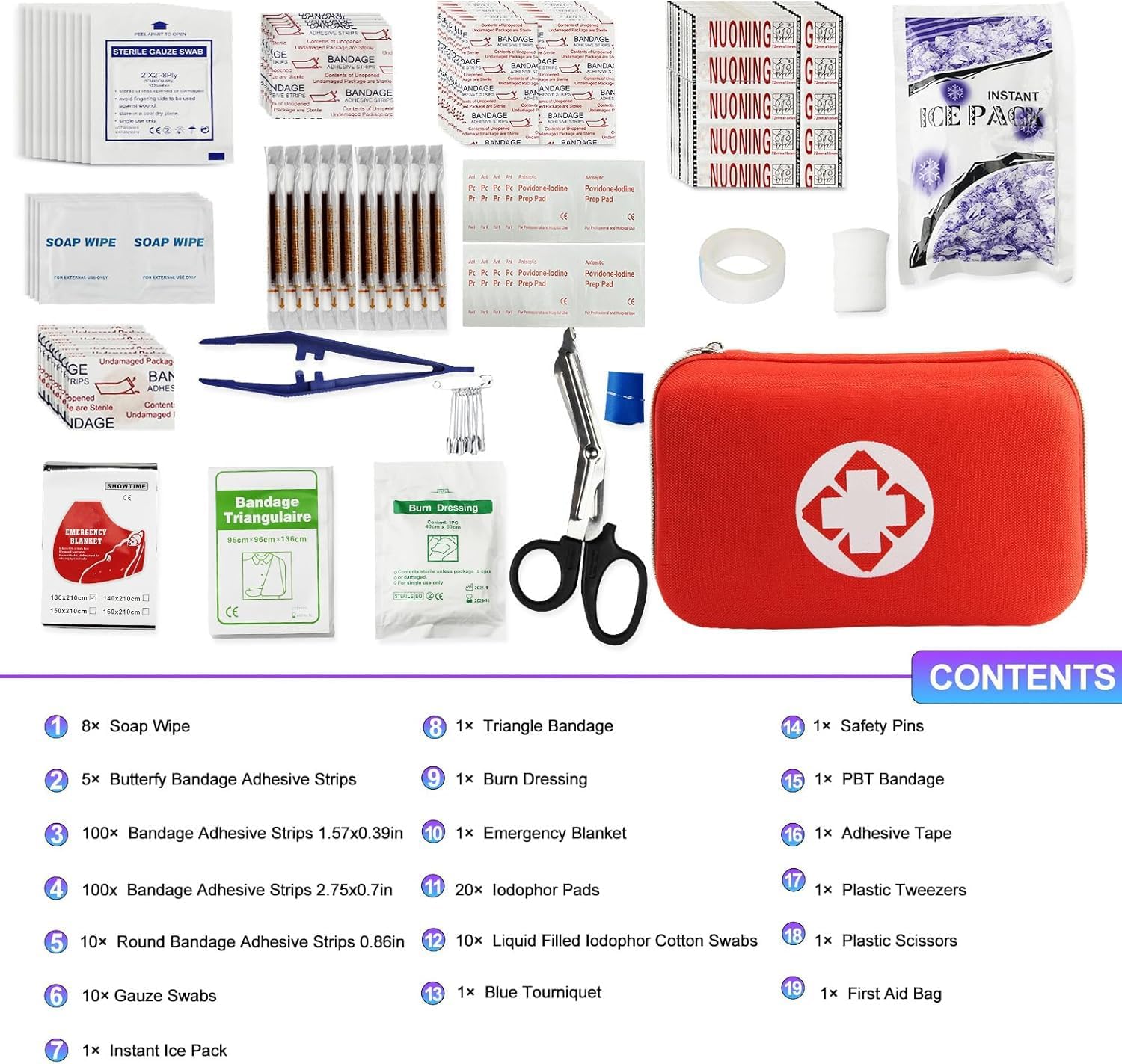 First Aid Kit 277PCS Car Home Camping Essentials Red Emergency Kit YIDERBO