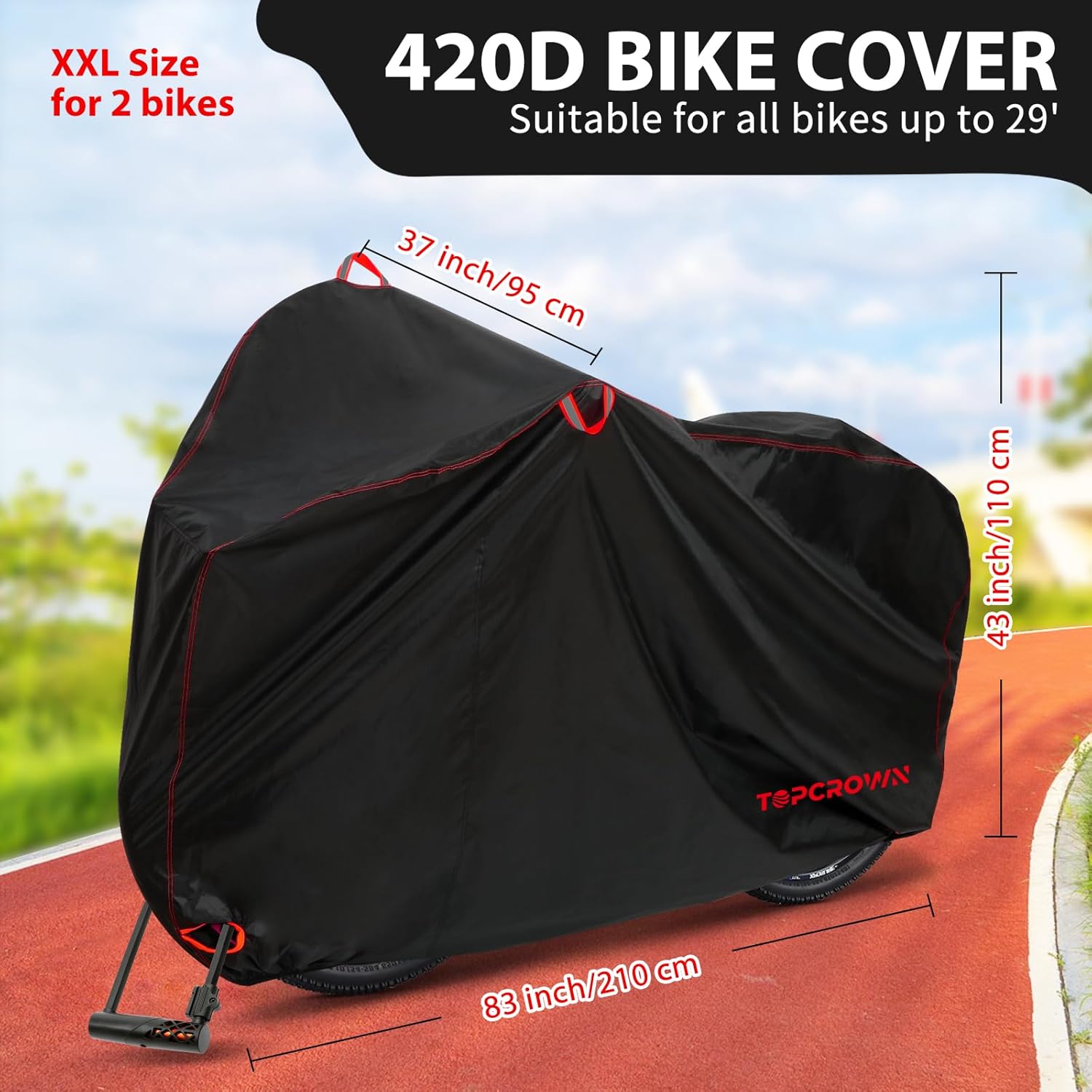 Topcrown Bike Cover Waterproof Outdoor Storage Bicycle Cover for 2 Bikes