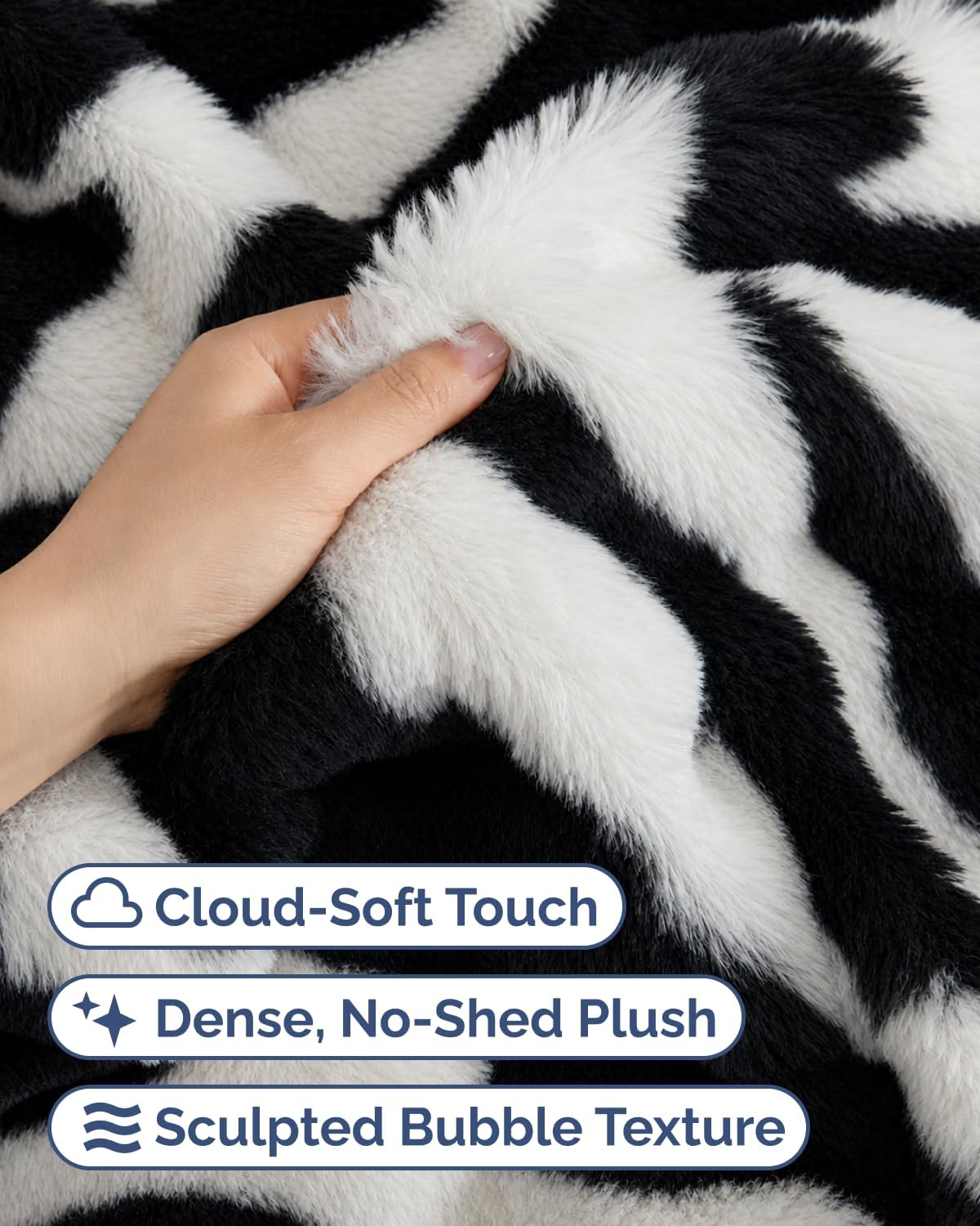 Faux Fur Throw Blanket - Kids Size Bubble Blanket - 43" x 55", Zebra