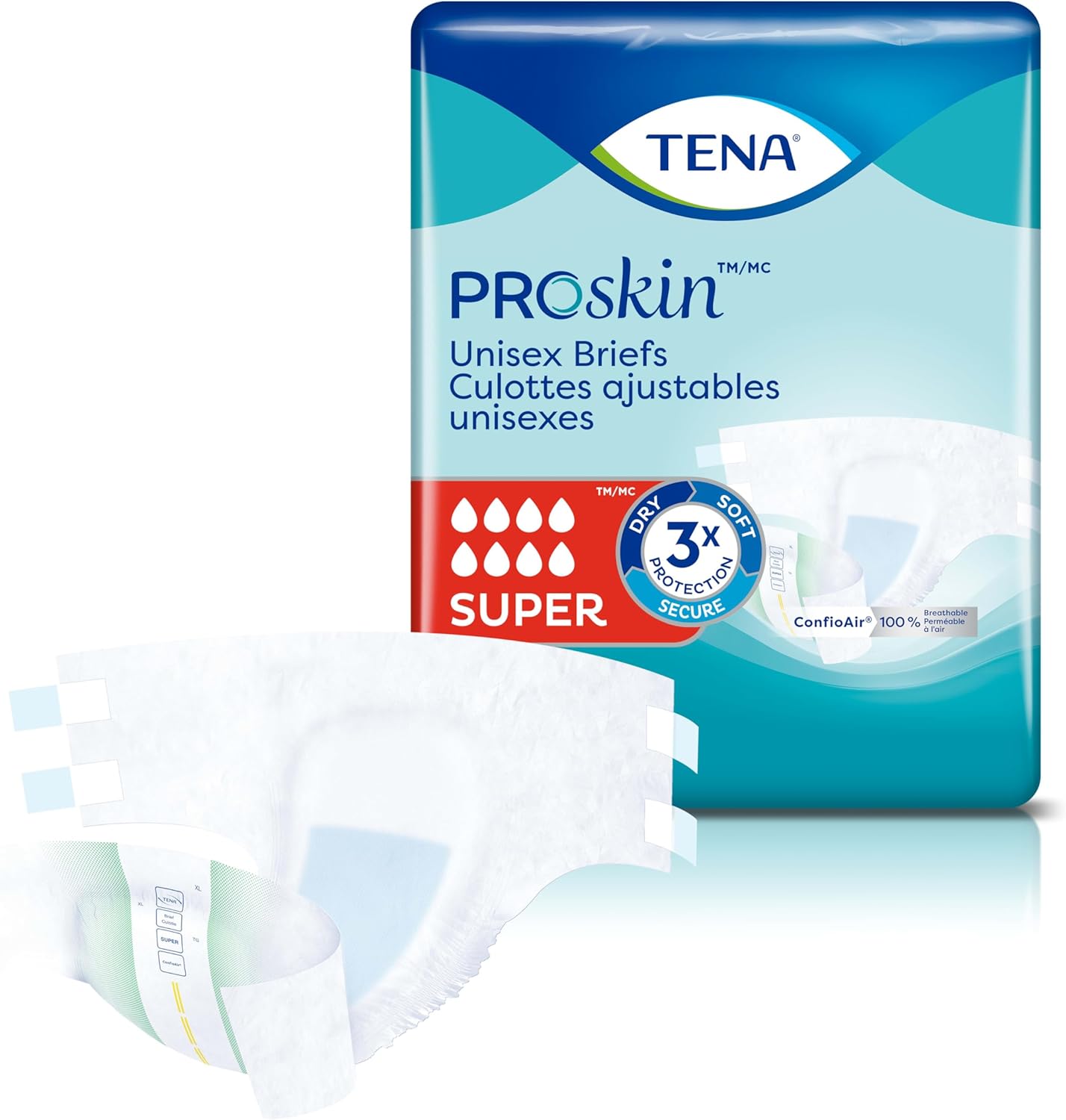 TENA Proskin Super Briefs, Incontinence Adult Diapers, Unisex, Large, 56 ct | Easy to adjust with tabs for a better fit, these briefs offer comfort & reliable absorbency to support everyday care routines