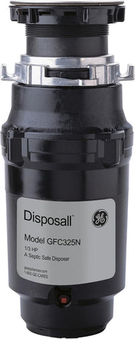 GE Disposall Continuous Feed 1/3 Horsepower Motor Garbage Disposer, Good for Grinding: Cooked Pasta & Fruit Peels, Easy Install Kit & Power Cord Included, Recommended for 1-2 Person Homes, GFC325N
