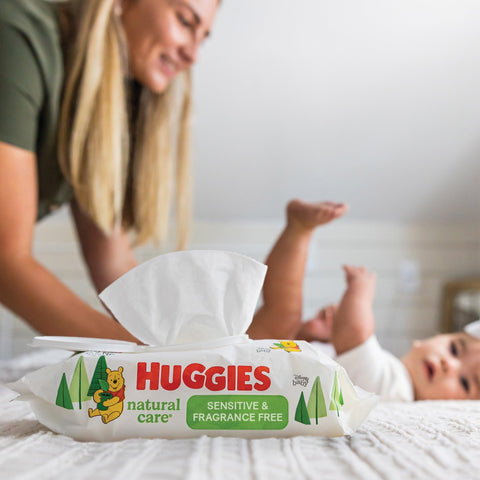 Huggies Natural Care Sensitive Baby Wipes, Unscented, Hypoallergenic, 99% Purified Water, 12 Flip-Top Packs (768 Wipes Total)