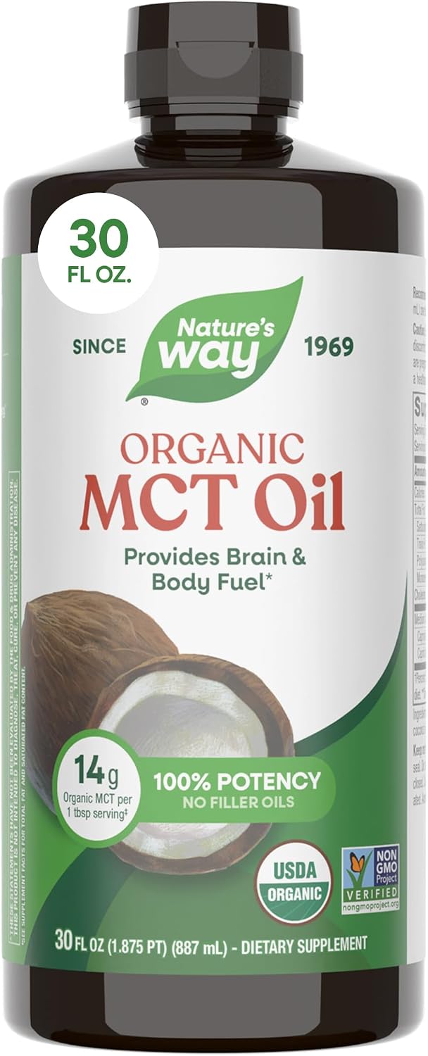 Nature's Way Organic MCT Oil, Brain and Body Fuel*, Keto & Paleo, 30 Fl Oz