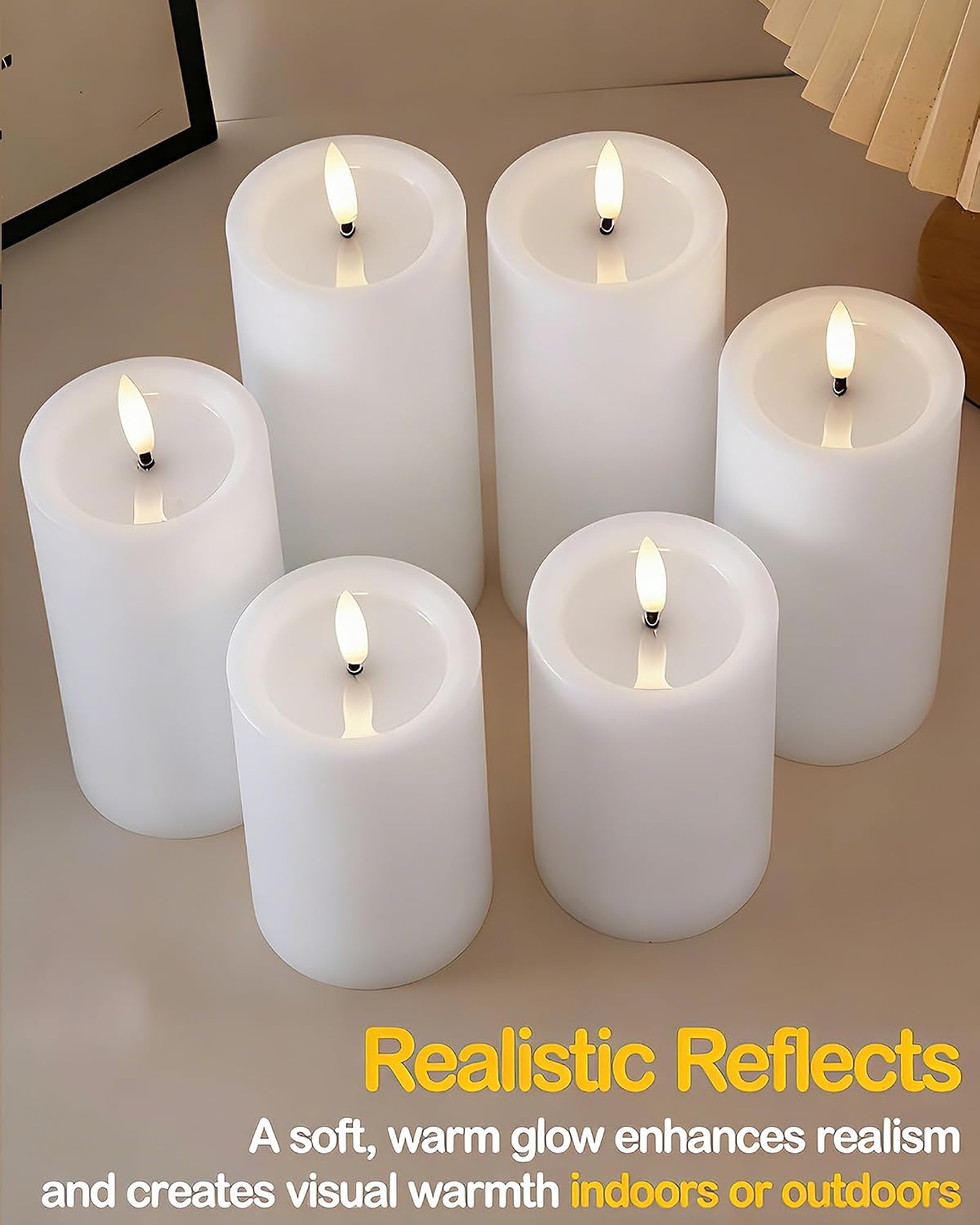 Gmnee 3"x4" Outdoor Waterproof Flameless Candles with Remote Timers Battery
