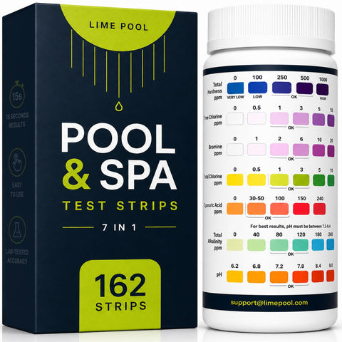 7-Way Pool Test Strips - 162 Strips Hot Tub, Spa, Pool Water Testing Kit
