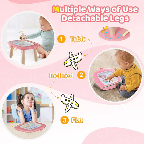 Kikidex Magnetic Drawing Board, Toddler Girl Toys for 1-3 Year Old, Doodle Board Pad Learning and Educational Toys for 1 2 3 Year Old Baby Kids Birthday Gift (Soft Pink)