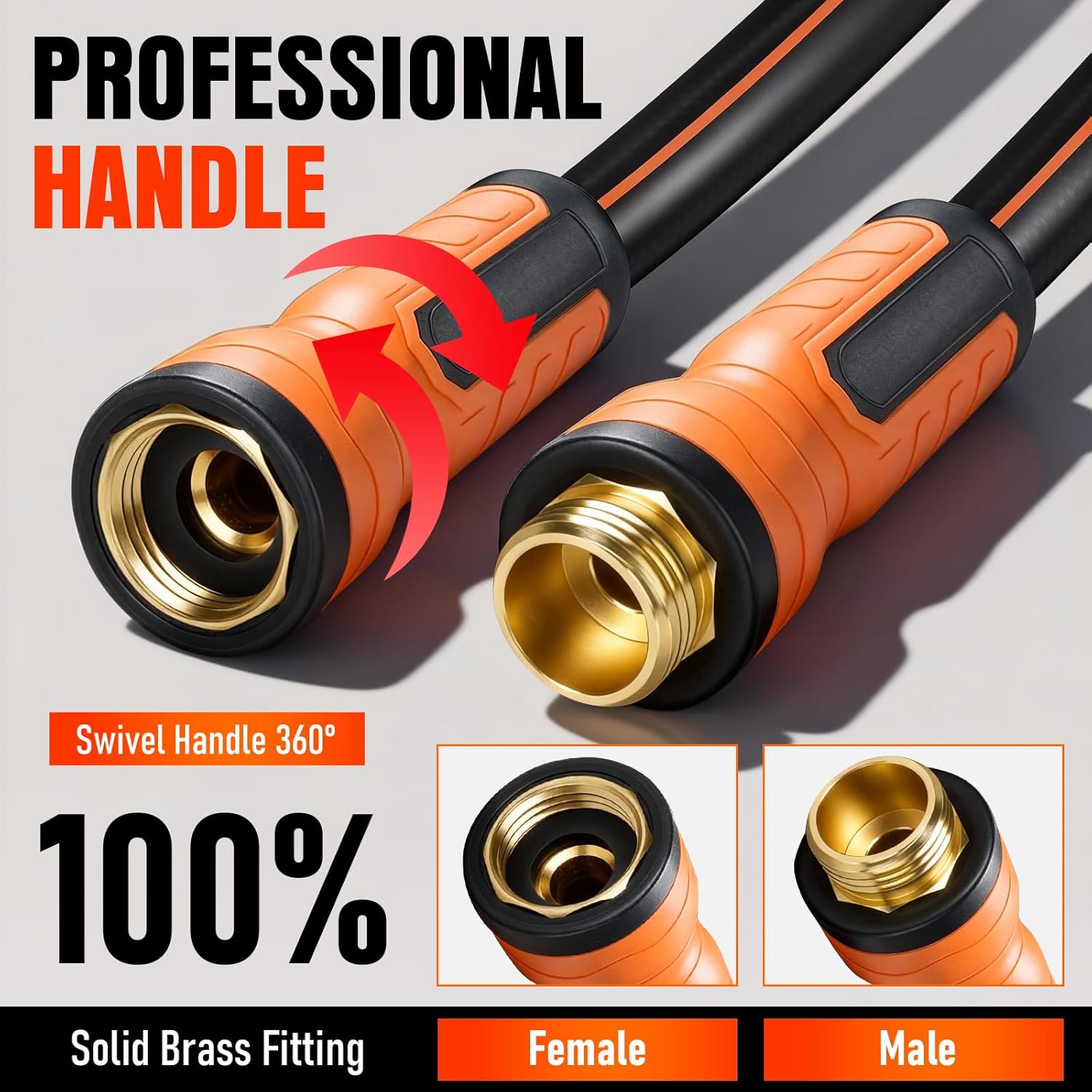 Garden Hose 3ft x 5/8", Heavy Duty Water Hose, Flexible and Durable, Kink Resistant Lightweight Hybrid Hose, Leakproof Yard Hose with Male to Female Fittings