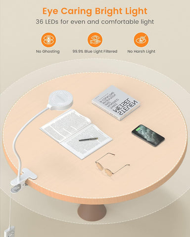 Glocusent 5W Desk Lamp with Remote, 3 Colors & 5 Brightness Reading Lights