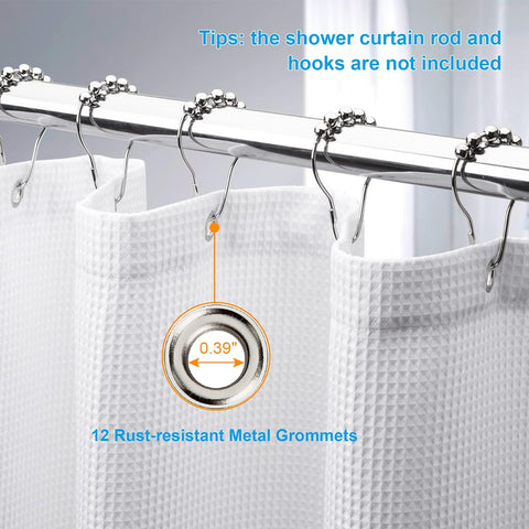 AmazerBath Extra Long Shower Curtains 84 Inches Tall, Waffle Shower Curtain White Heavy Duty, Extra Tall Shower Curtain Fabric, Hotel Quality Bathroom Shower Curtains, 72x84 Inches