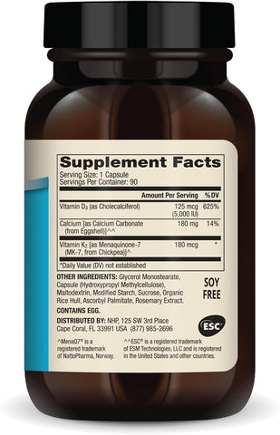 Dr. Mercola Calcium with Vitamins D3 and K2, 90 Capsules (90 Servings)