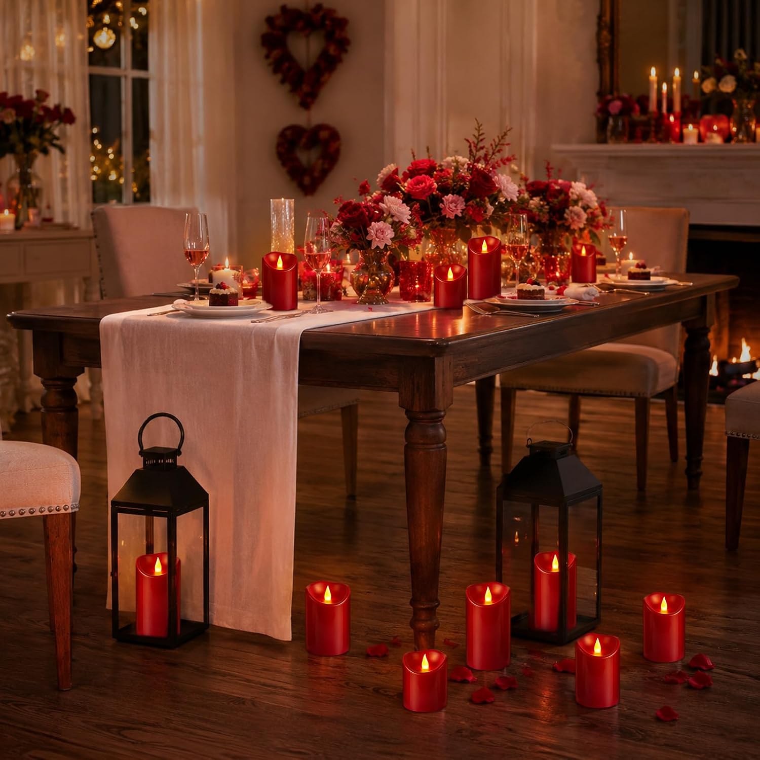 Flameless Candles 4" 5" 6" Set of 3 Outdoor Indoor Burgundy Pillars Battery Operated Flickering Candles with Cozy Climbing Flame Effect, 8-Key Remote Timer, Plastic LED Candles for Wedding Decor