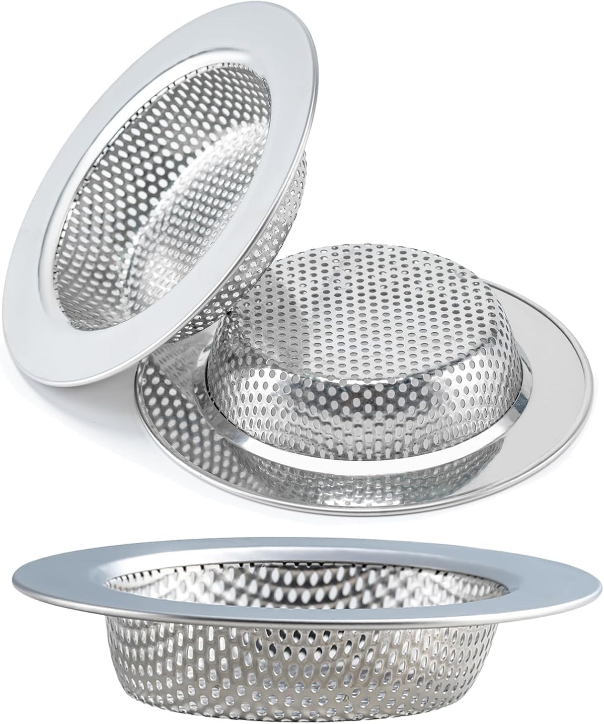 Honmein 3 Pcs Sink Strainer for Most Kitchen Sink Drain Basket, Upgraded Double-Layer Safe Design Kitchen Sink Strainer (Outer Diameter 4.5 Inch)