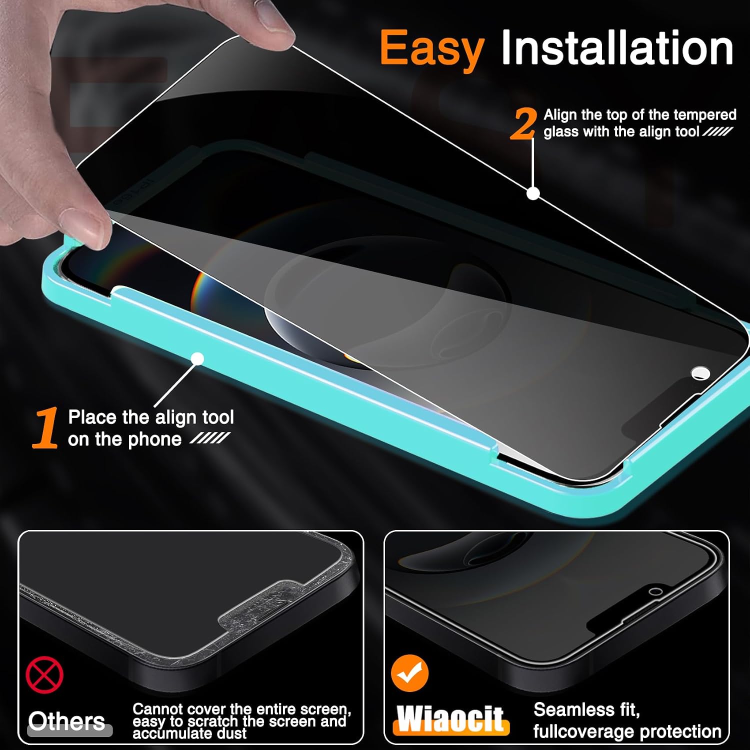 Wiaocit Tempered Glass Privacy Screen Protector for iPhone 16e/iPhone 17e