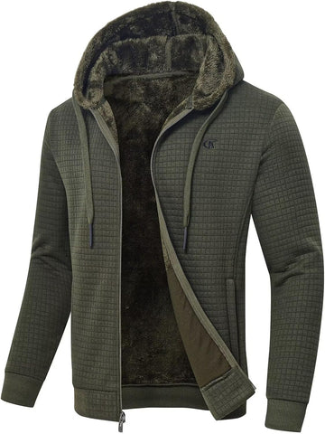yuyangdpb Men's Zip Up Hoodie Heavyweight Fleece Sherpa Lined Sweatshirt Jackets Winter Warm Coats
