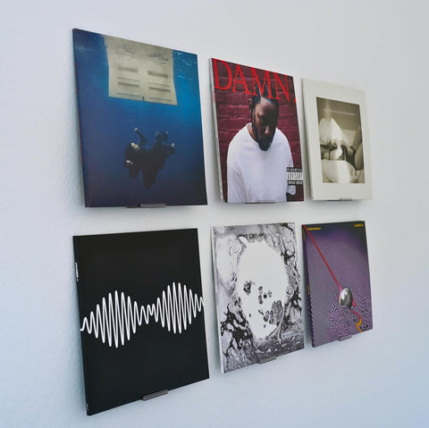 Modern JP Adhesive Vinyl Wall Mount (16-Pack) – Strong Hold Record Holder Wall, Record-Safe Easy Installation, Album Wall Mount for 1LP and 2LP – White