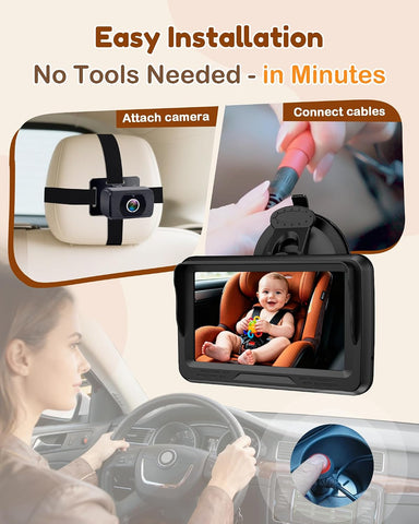 Rohent Baby Car Camera HD 1080P - Rear-Facing Infant Monitor Clear Picture