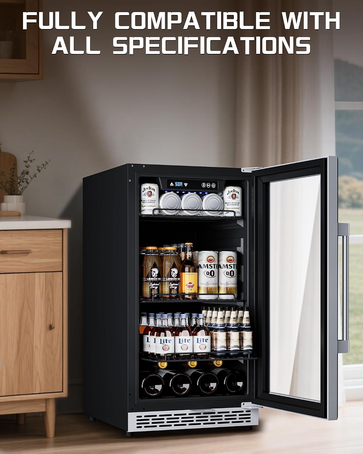 18-Inch Beverage Refrigerator, Holds Up to 160 Cans, Beverage Cooler