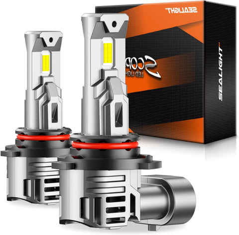 SEALIGHT 9005/HB3 Light Bulbs Combo, 50000LM 1000% Ultra Brightness, Real 1:1 Halogen Mini Size, 6500K Cool White, 60000Hrs Lifespan Pack of 2