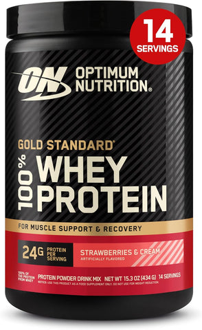 Optimum Nutrition Gold Standard Whey Protein, Strawberries & Cream, 1 LB