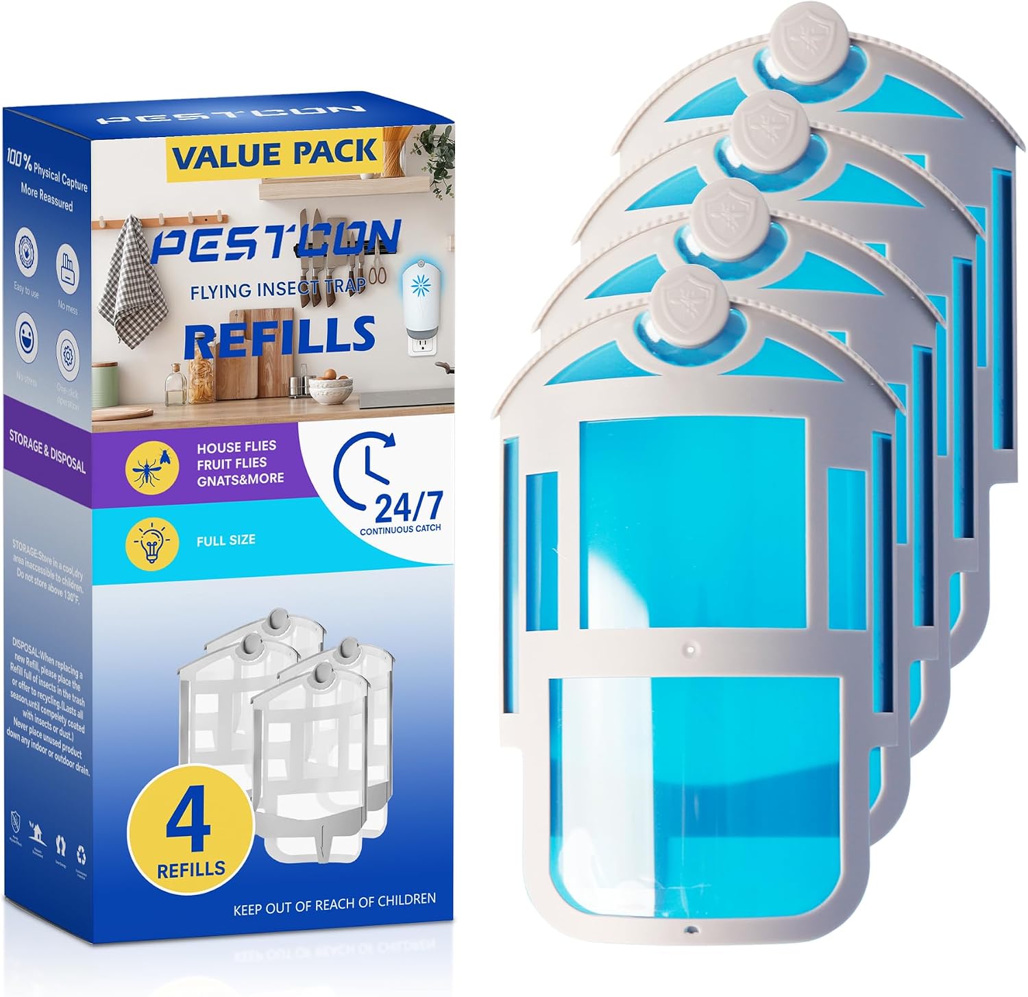 4 Pack Refill Cartridge Kit Compatible with ZEVO Refill M364, Refill Compatible with Plug in Light M364 and Max