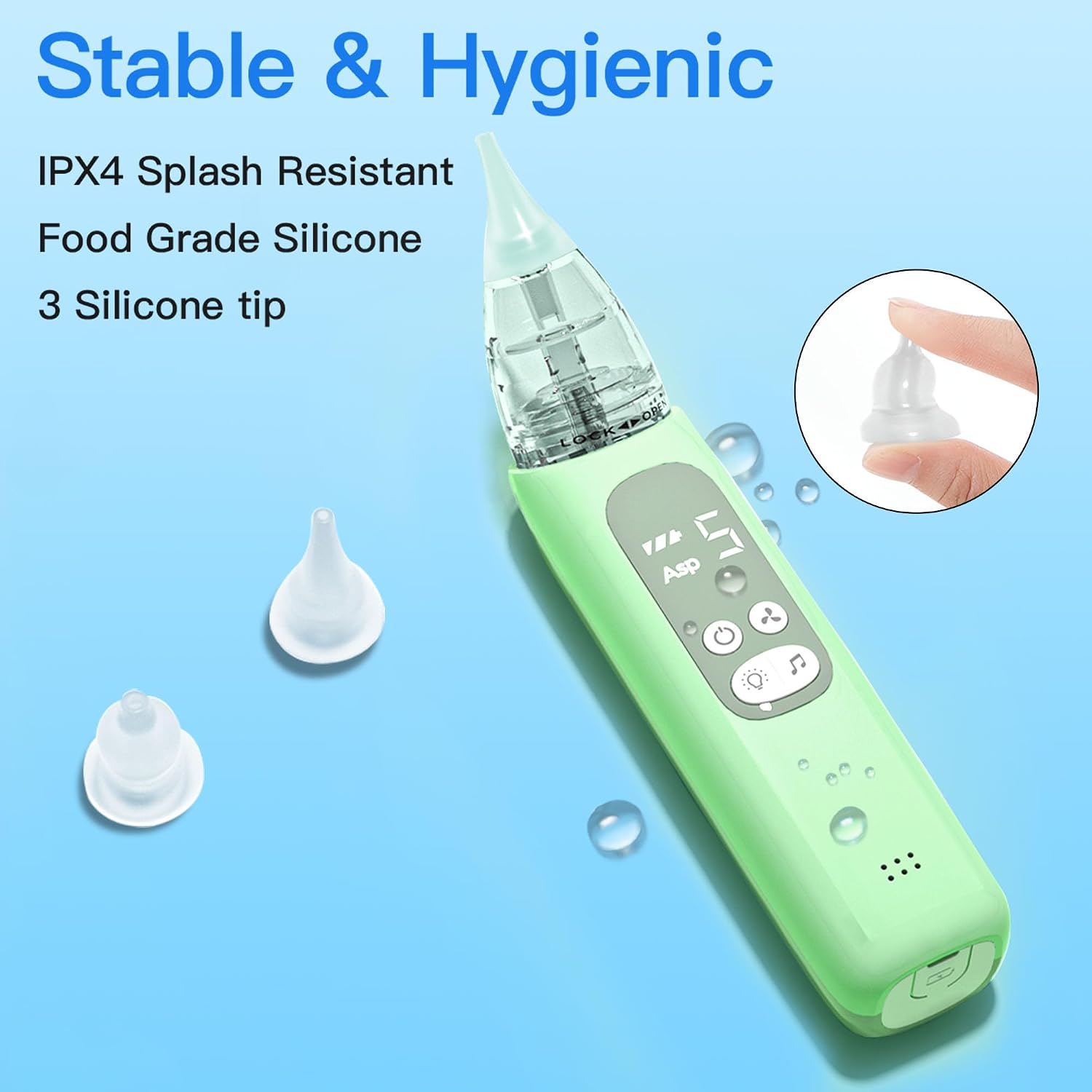 Nasal Aspirator for Baby with 5-Level Adjustable Suction (Green)