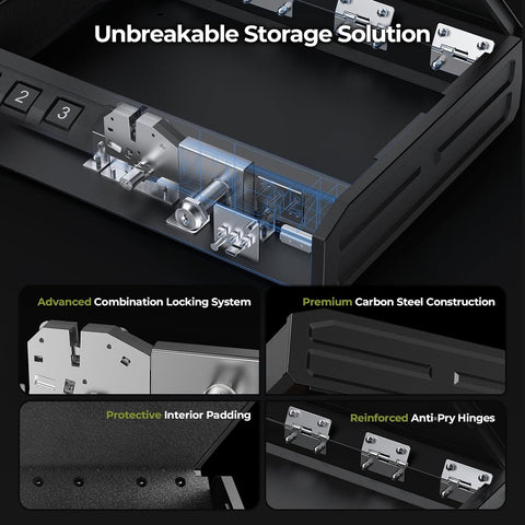 ONNAIS Large Biometric Gun Safe for Handgun with Fingerprint Keypad Lock