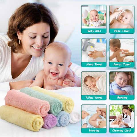 HOMEXCEL Baby Washcloths 24 Pack Microfiber Coral Fleece Soft Wash Cloths