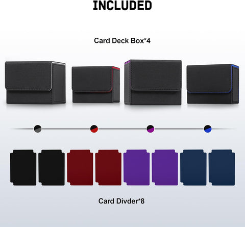 ZLCA 4PCS MTG Deck Box Holds 120+ Single Sleeved Cards Commander Deck Box