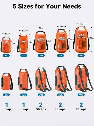 HEETA Dry Bag Waterproof Backpack with Phone Case 5L/10L/20L/30L/40L