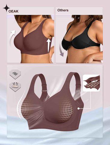 OEAK Womens Wireless Jelly Bras Plus Size Support Push Up Comfortable Bra