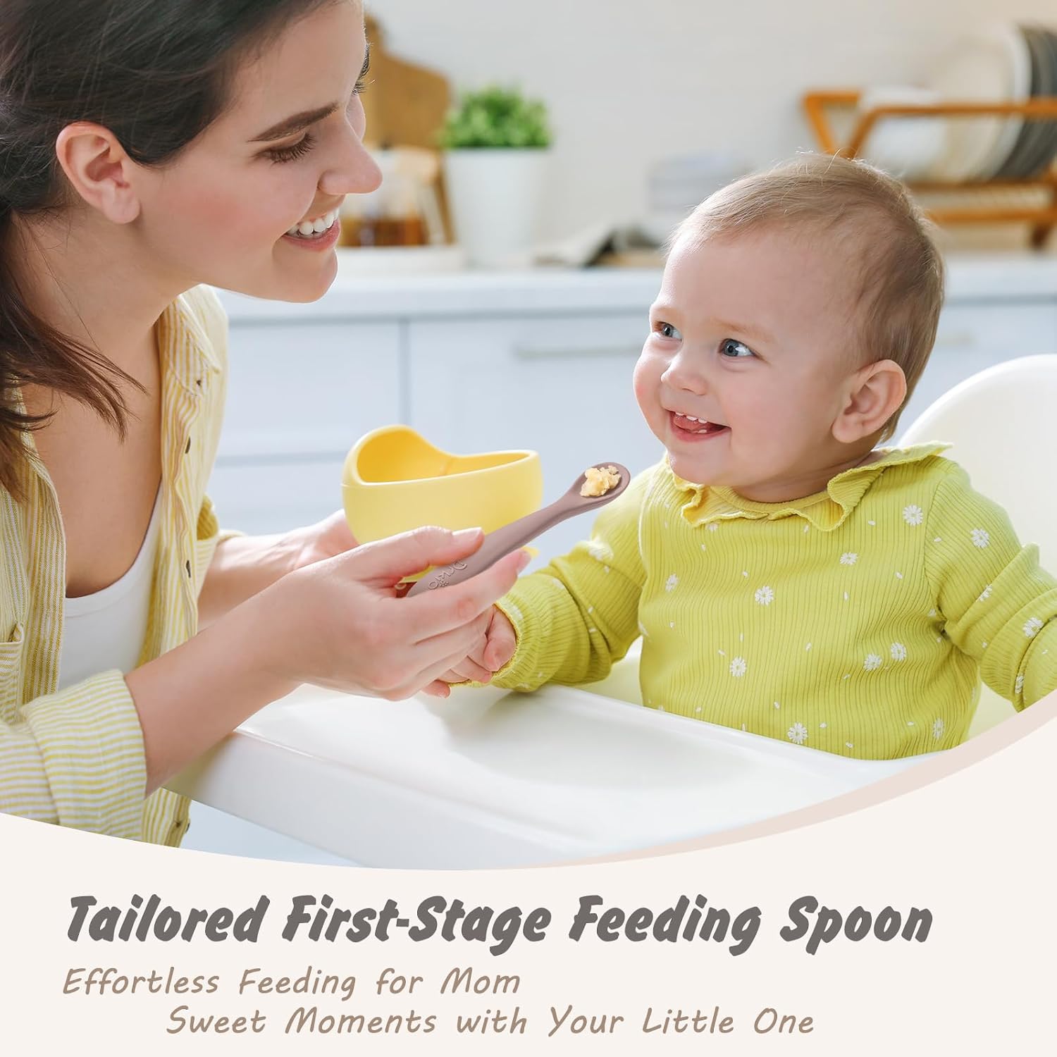 DRKIO 8 Pcs Silicone Baby Spoons Infant Utensils for First Stage Feeding