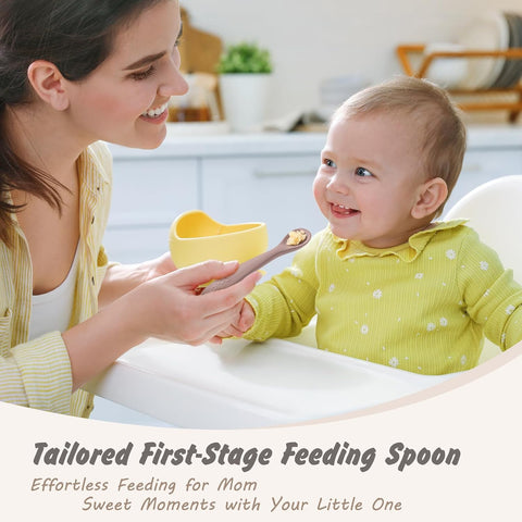 DRKIO 8 Pcs Silicone Baby Spoons Infant Utensils for First Stage Feeding