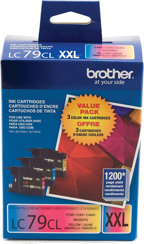 Brother Printer LC793PKS 3 Pack- 1 Each LC79C, LC79M, LC79Y Ink - Retail Packaging