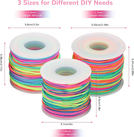 Bracelet String Rainbow Elastic Cord with Scissors 1mm 1.2mm 1.5mm