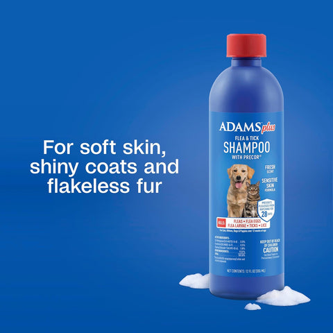 ADAMS Plus Flea & Tick Shampoo with Precor for Dogs & Cats, 12 oz