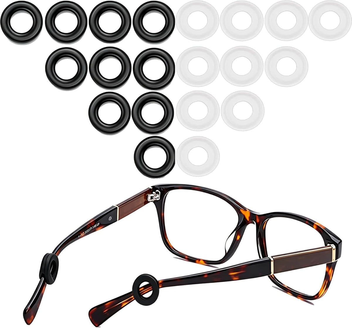 MOLDERP Glasses Ear Grip, Silicone Ear Hook & Ear Grippers, Anti-Slip Eyeglasses Temple Sleeve Retainer Holder, Accessories for Sports Glasses, Sunglasses, Reading Glasses, 12 Pairs (Black,Clear)