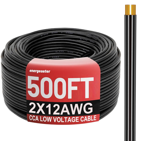 Energeaster 500FT 12 Gauge 12/2 Low Voltage Landscape Wire Black