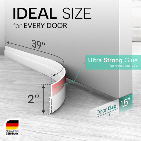 Vellure® Door Draft stoppers for Bottom of Door - NEW Premium Door Sweep/Door Seal Strip (Save Energy – installs Quickly and Easily) Door Weather Stripping, Ideal for Keeping Out Cold (5x39 White)