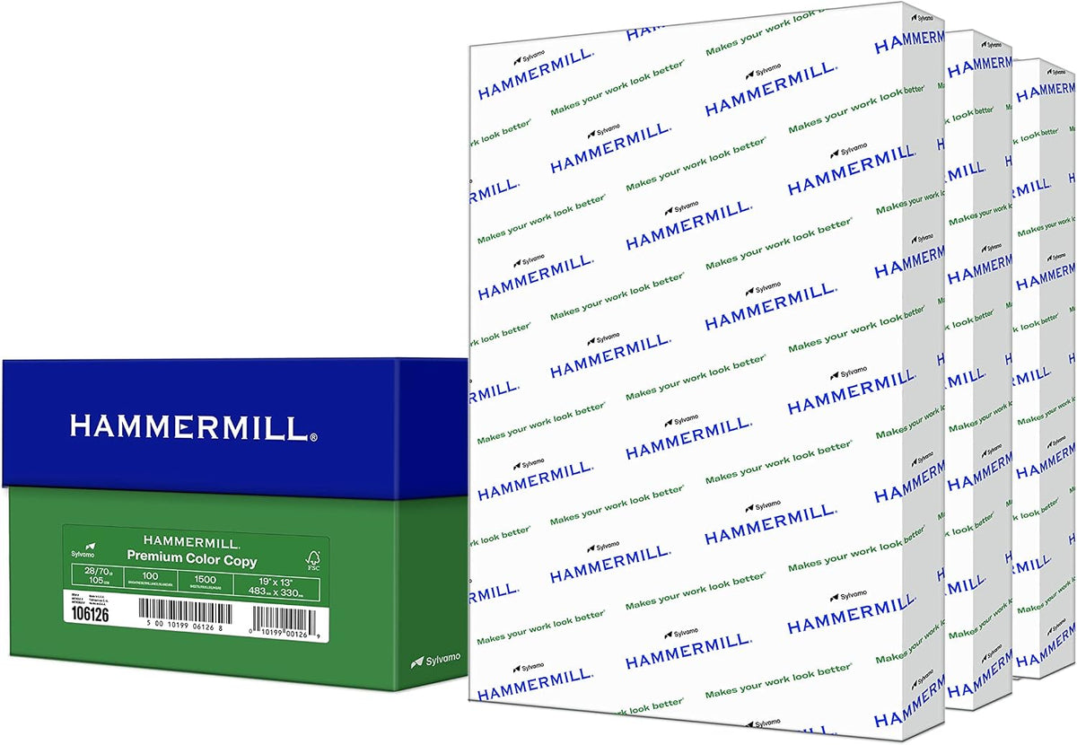 Hammermill Printer Paper, Premium Color 28 lb Copy Paper, 19 x 13-3 Ream (1,500 Sheets) - 100 Bright, Made in the USA, 106126C